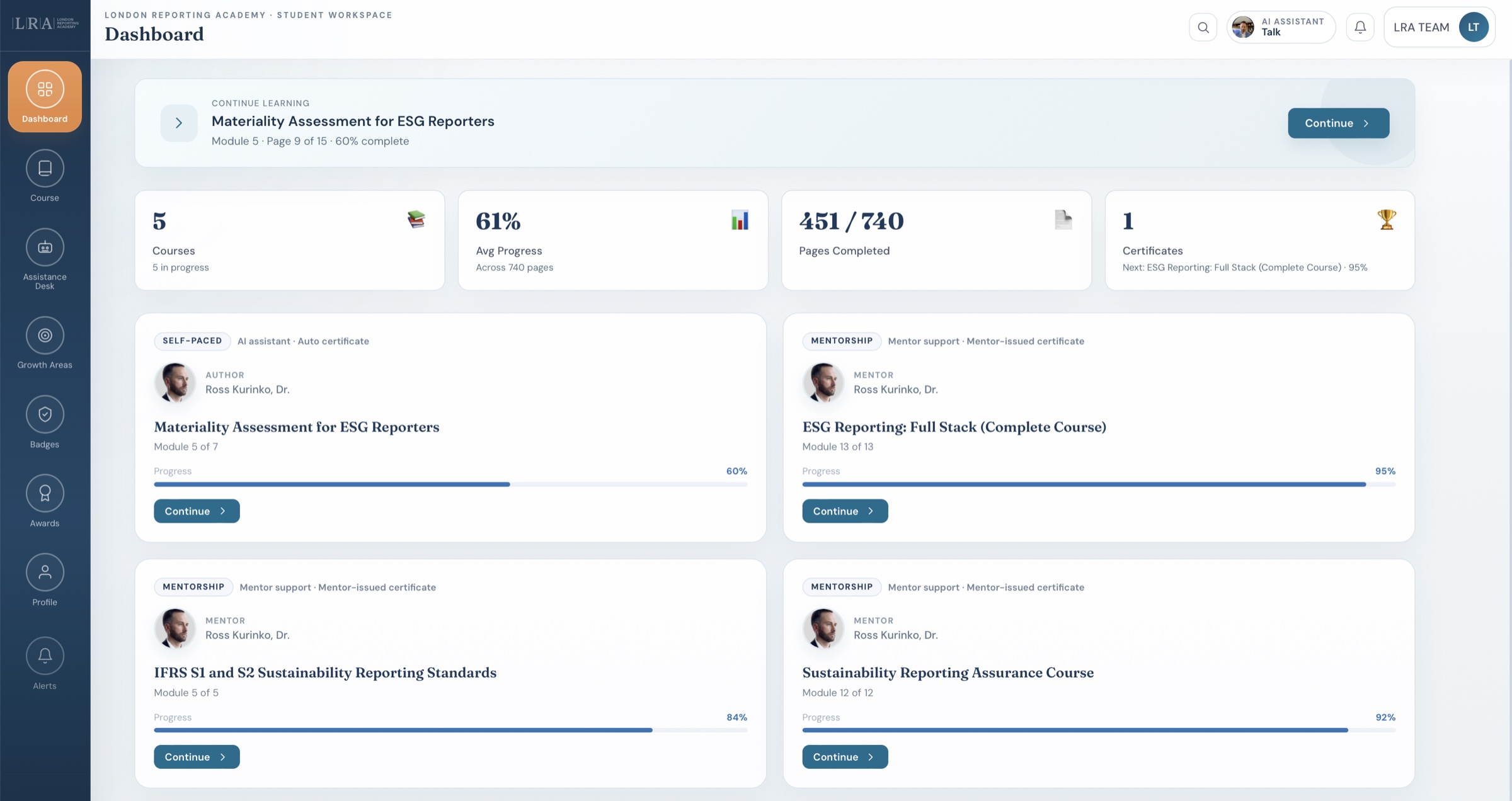 Study Studio dashboard preview